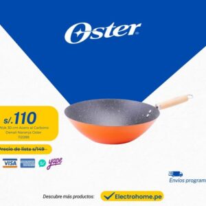 WOK 30 CM ACERO AL CARBONO DENALI NARANJA OSTER