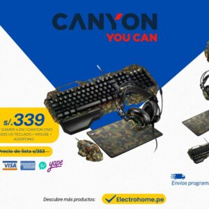 SET GAMER 4 EN 1 CANYON CND-SGS03-US TECLADO + MOUSE + AUDÍFONO